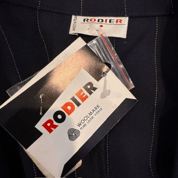 NWT Vintage Wool Rodier Blazer Dress Double Breasted Navy Pinstripe Size 12 (44) - Picture 6 of 13